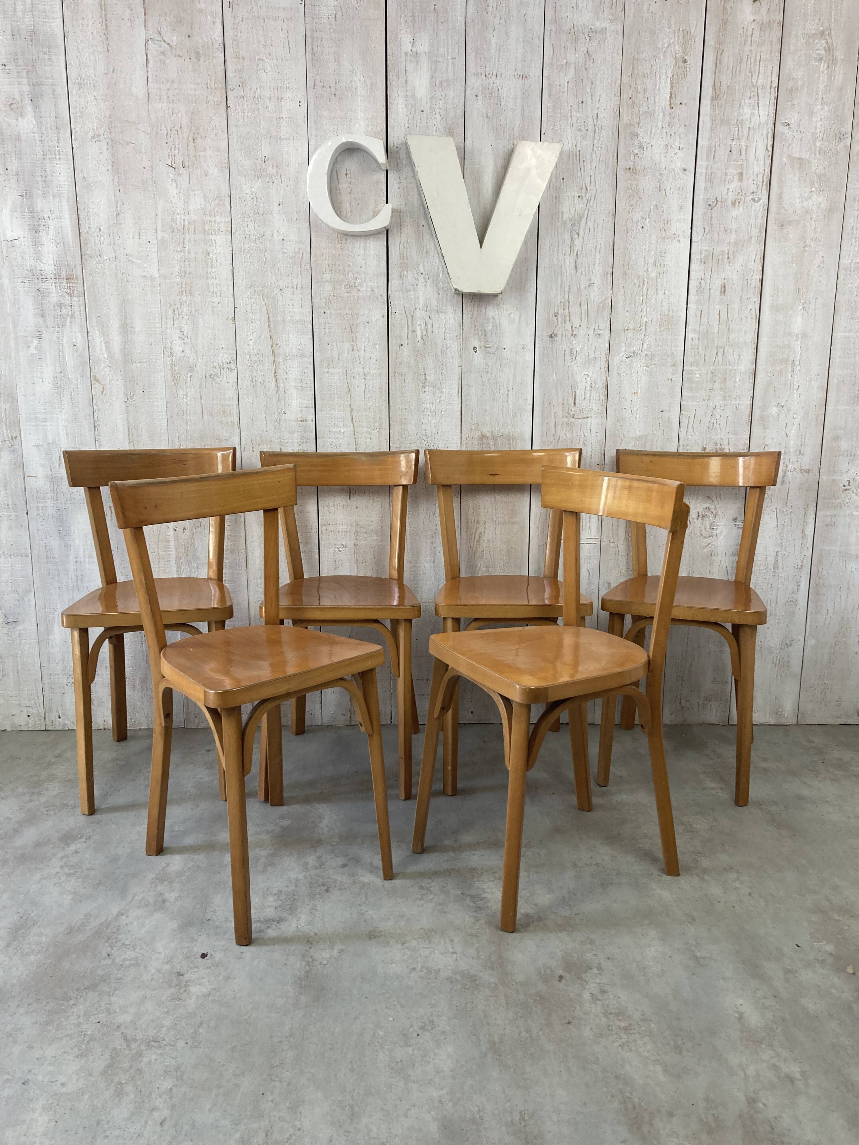 Ensemble de 6 chaises bistrot Baumann