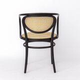 1 of 2 Unique Thonet Armchair, Model 210 R - Black Lacquered Beech with Ren
