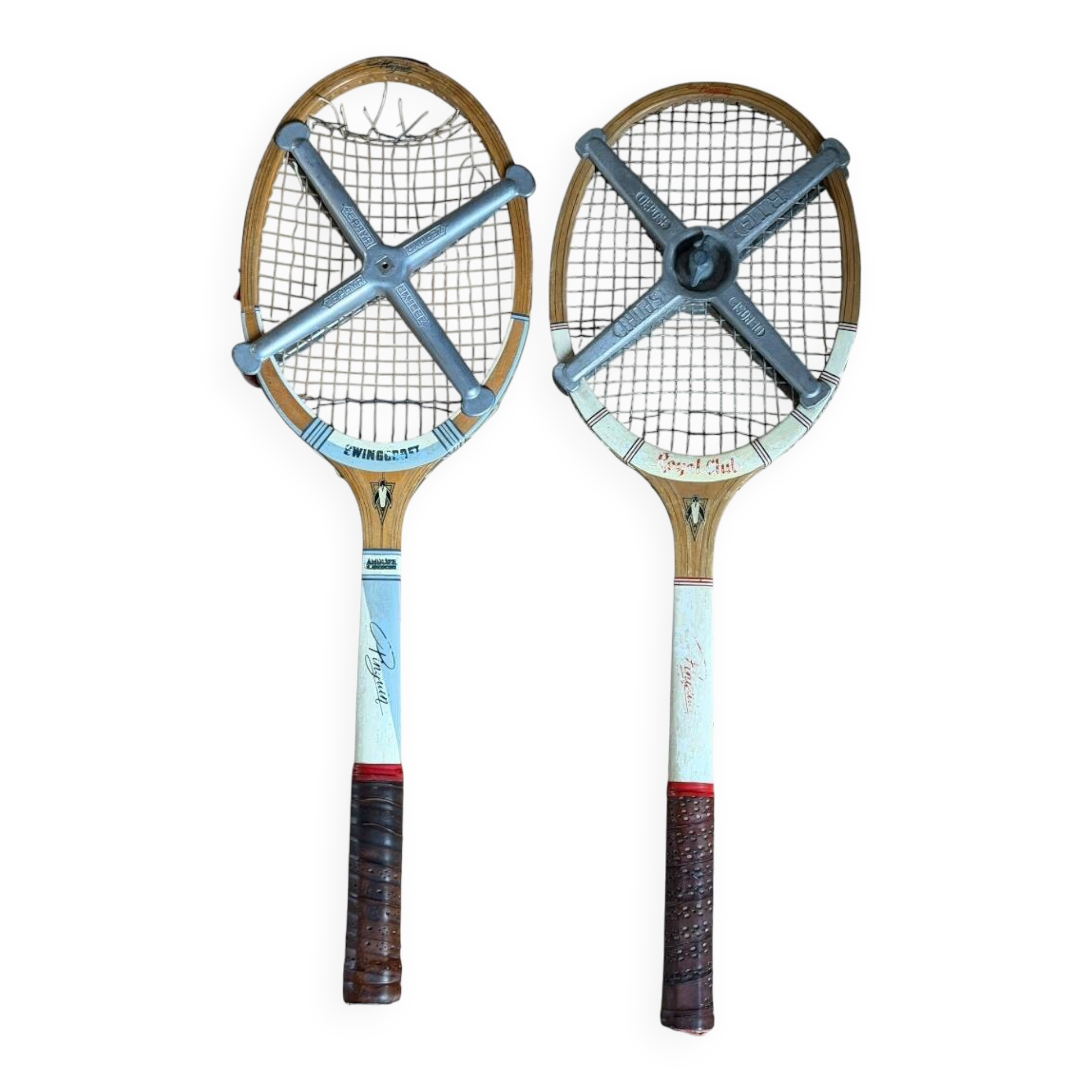 Vintage Pinguin rackets from the 1960s.