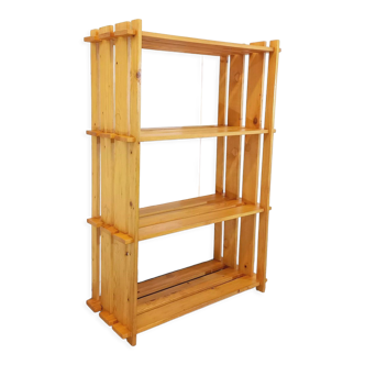 Bookcase vintage pine shelf from the 80s in the style of Maison Regain