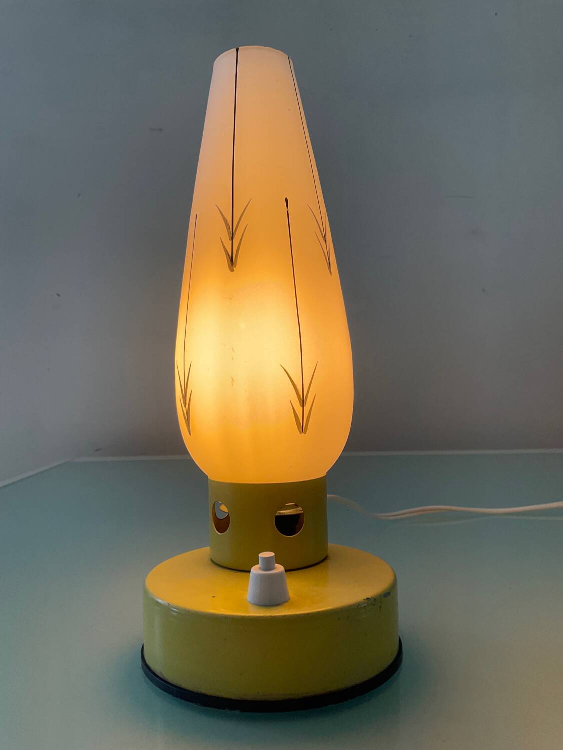 Vintage opaline and metal lamp from the 50s-60s
