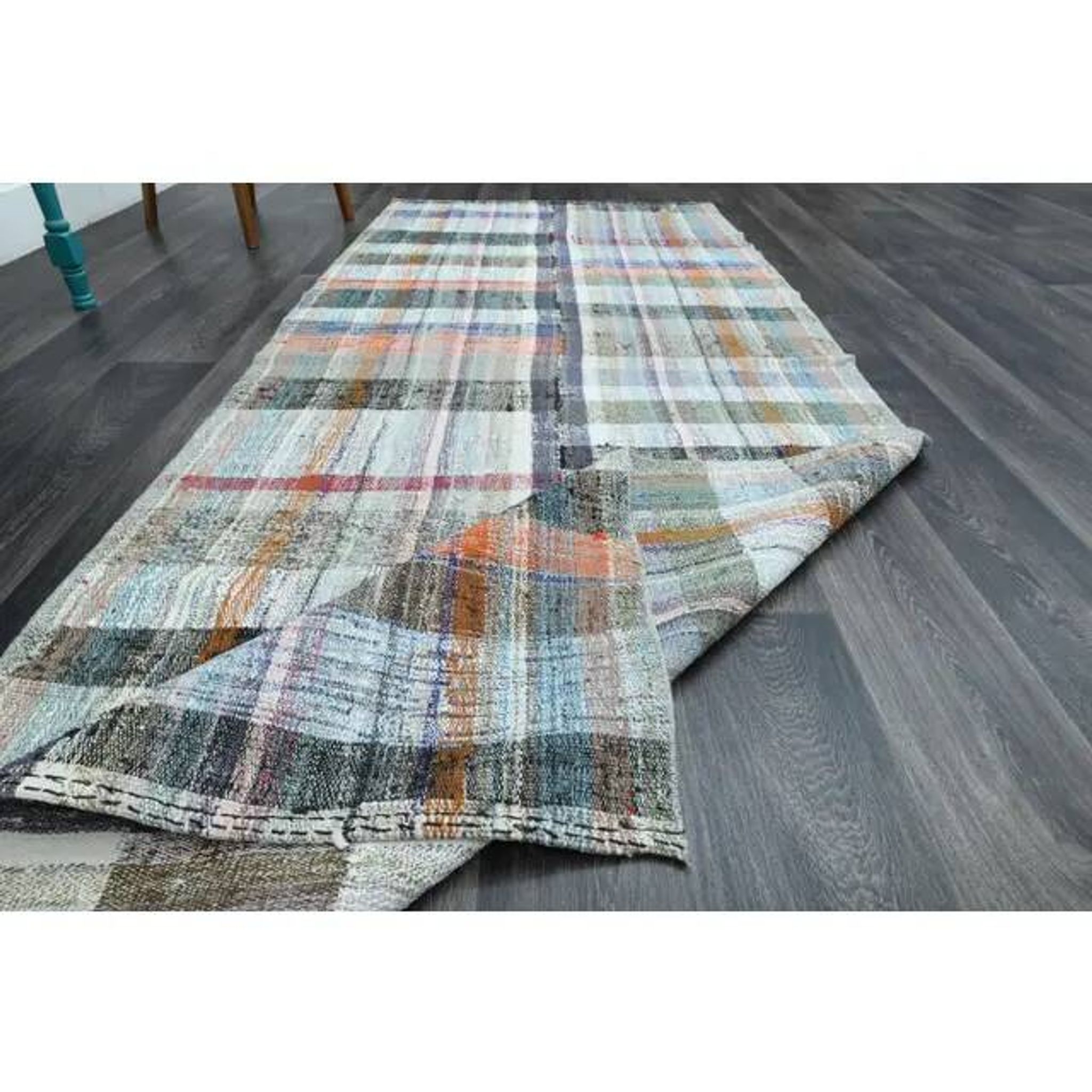 Vintage Turkish Oushak Handmade Wool Cotton Green Runner Rug 125x310