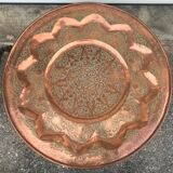 Moroccan copper table on wooden base