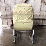 Stroller doll metal wheels hooded child's toy 50s vintage