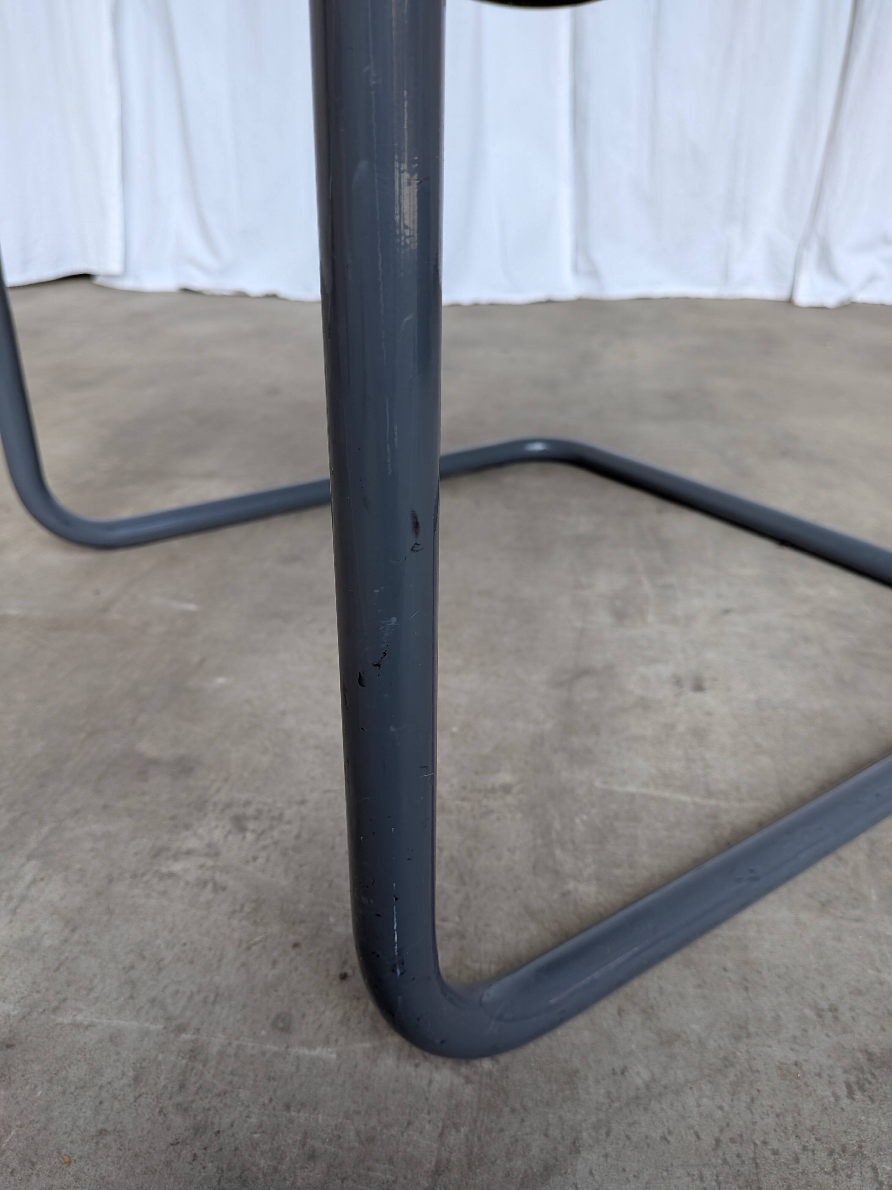 Vintage Mart Stam Style Armchair: Turquoise Leather, Black Chrome Cantileve