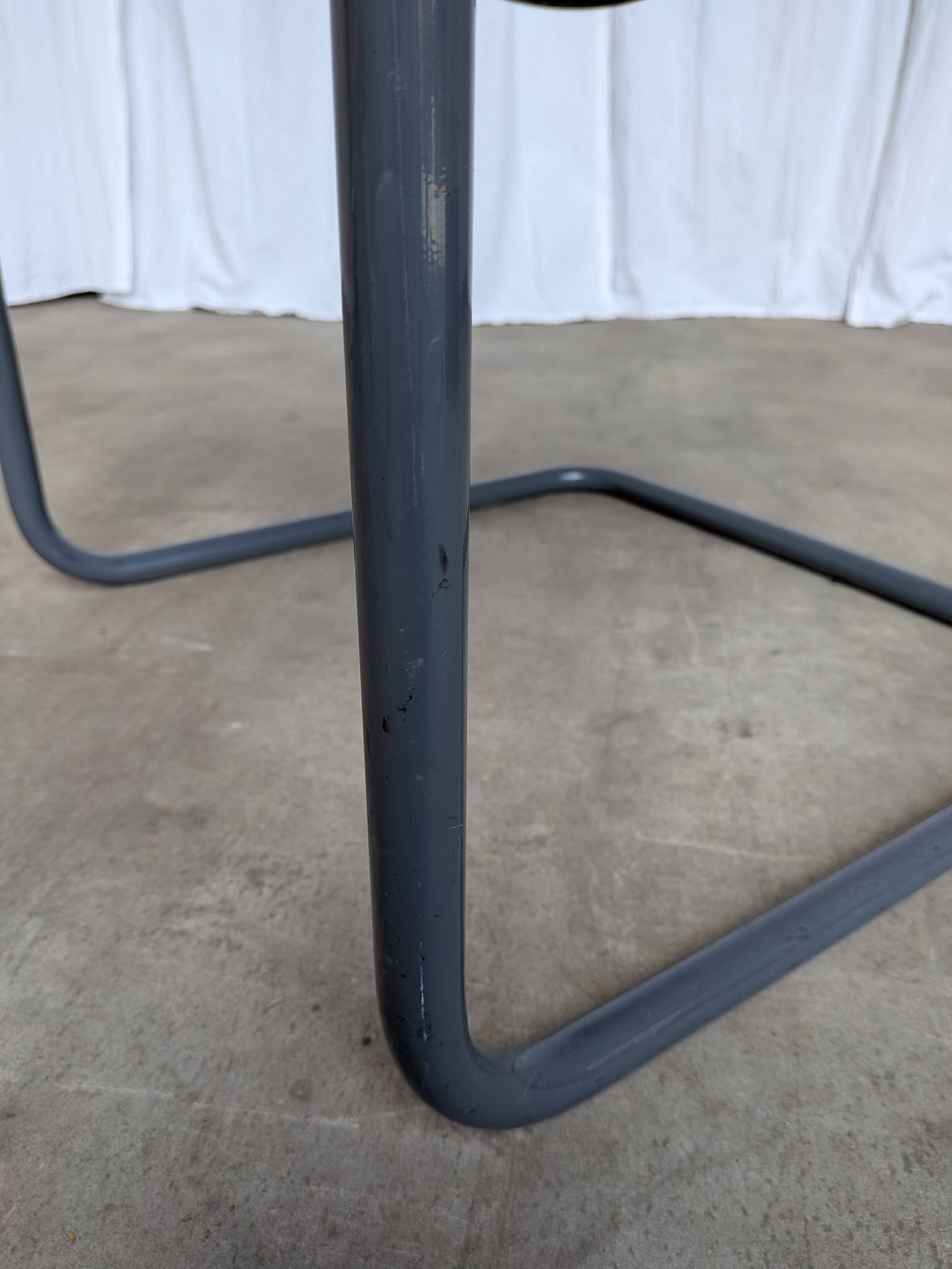 Vintage Mart Stam Style Armchair: Turquoise Leather, Black Chrome Cantileve