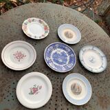 Lot of 7 small mismatched plates, old and collector's items