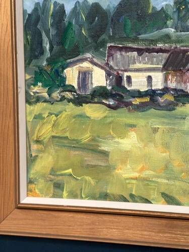 Swedish Oil on Canvas "Landskap" by Kersti Flyckt, Vintage & Framed 59×43cm