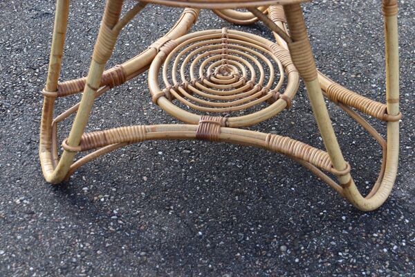 Table basse ronde en rotin style Audoux Minet