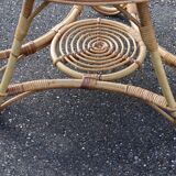 Round rattan coffee table in the Audoux Minet style