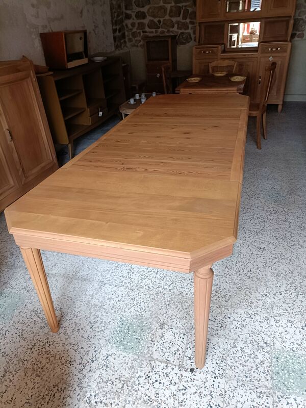 Table Art Déco rénovée avec 3 rallonges