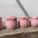 Set of pink flower ceramic candle holders