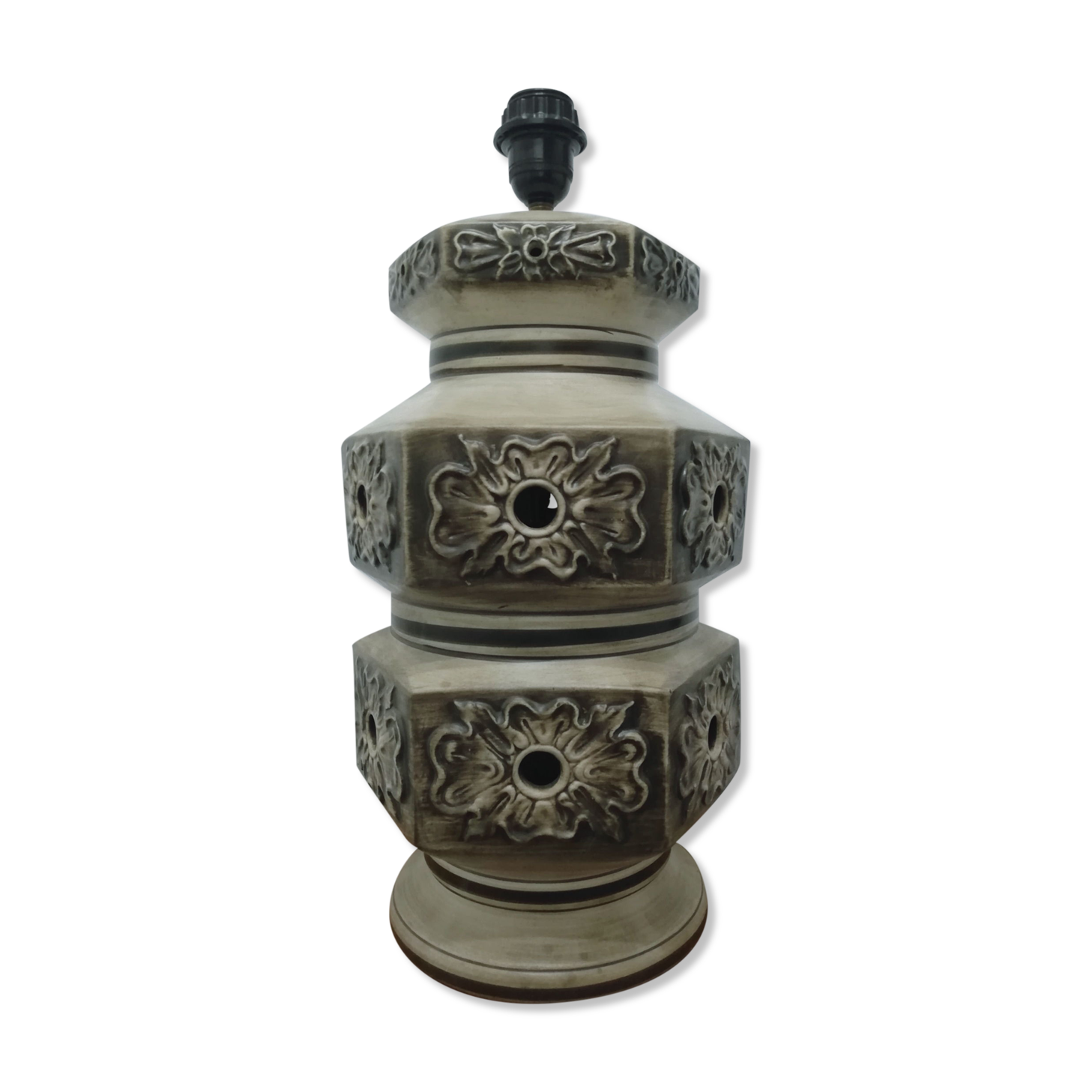 Double lighting ceramic lamp stand