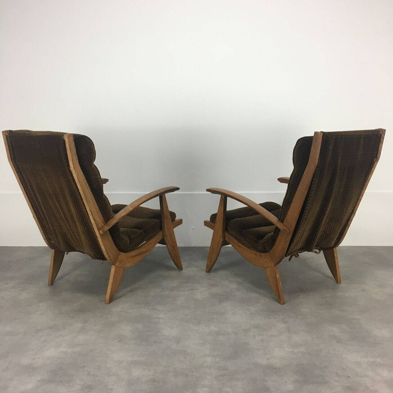 Pair of FS 123 armchairs by Free Span, 1950s, reconstruction style.