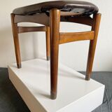 Stool in wood & leather 50/60