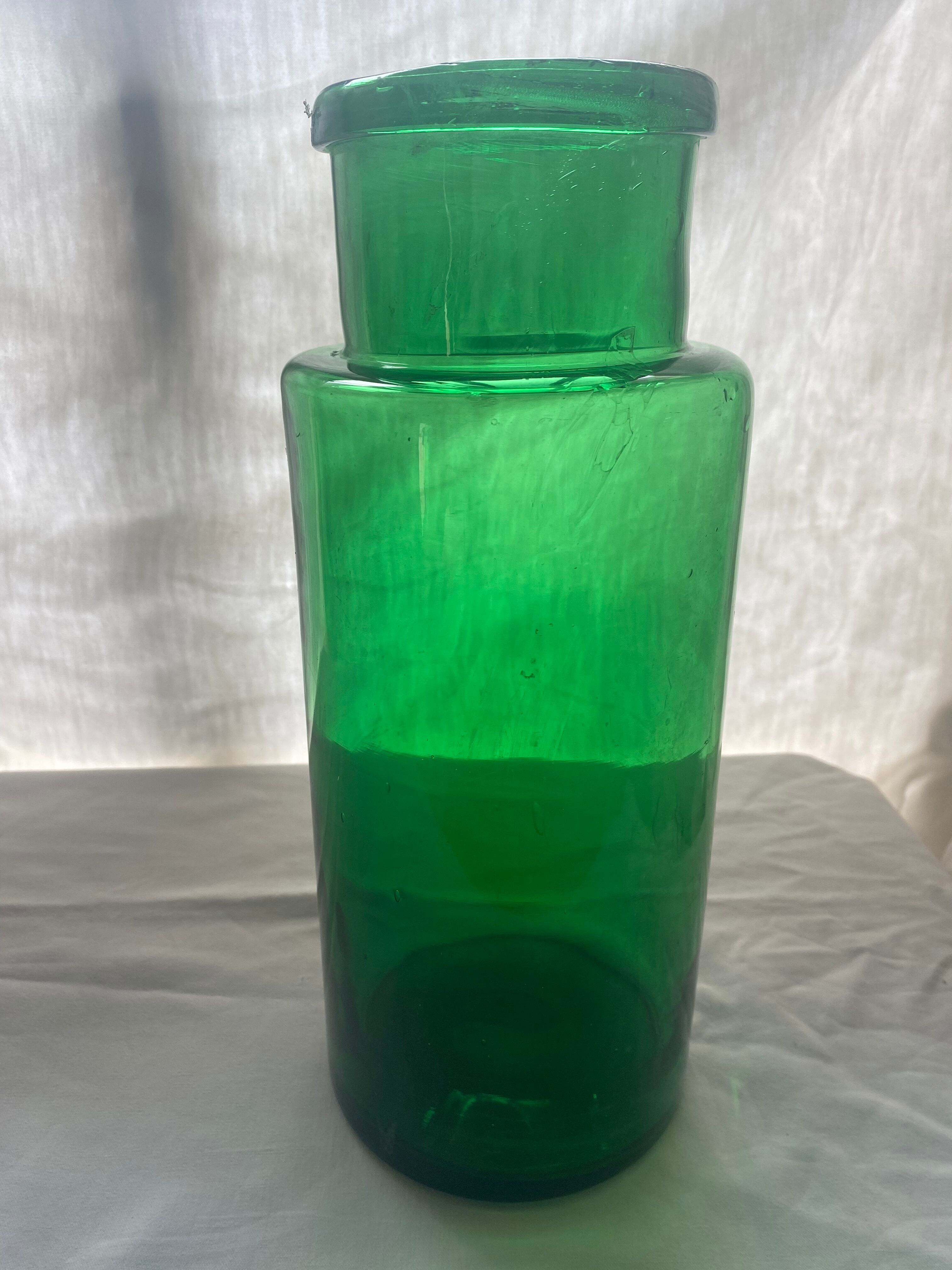 Vase - apothecary bottle in green glass