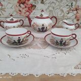 7-piece tête-à-tête tea set in Japanese porcelain, life scenes decor