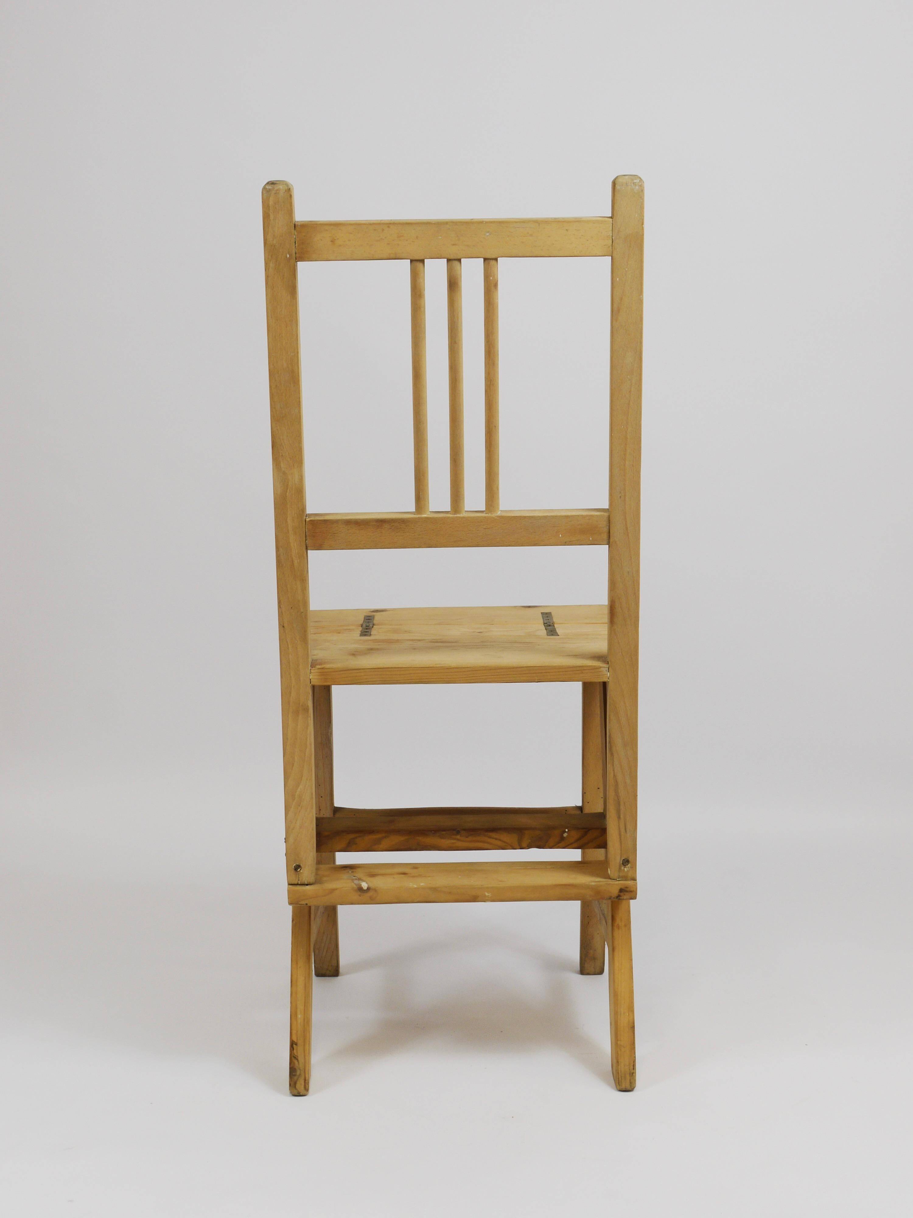 Folding metamorphic library ladder, Arts & Crafts, Vienna, 1900s