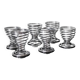6 vintage chrome metal egg cups in spiral shape, 1970s
