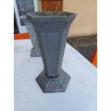 Set of 8 cast iron and aluminum vases 1900