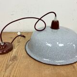 Industrial Factory Grey Enamel Ceiling Lamp, 1960s