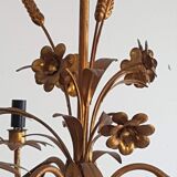 Gold metal chandelier with ear of wheat decor
