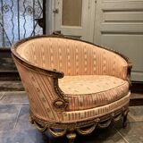 Small Sofa / Marquise From the Napoleon III Period in Waxed Wood in Louis XVI Style