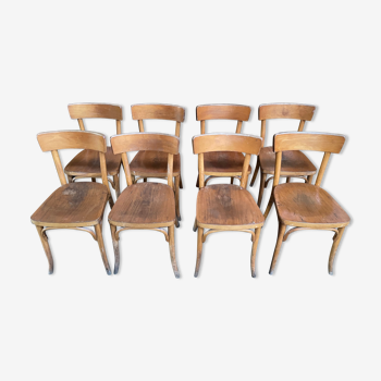 8 bistro chairs signed "THONET" 1950