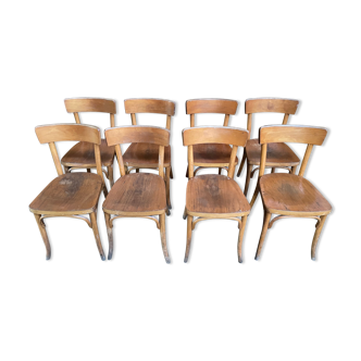 Set de 8 chaises bistrot signées «Thonet » 1950