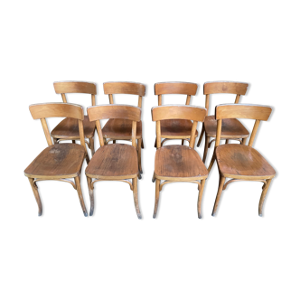 8 bistro chairs signed "THONET" 1950