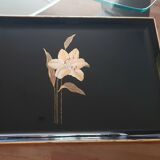 Vintage black lacquered tray - Melarti