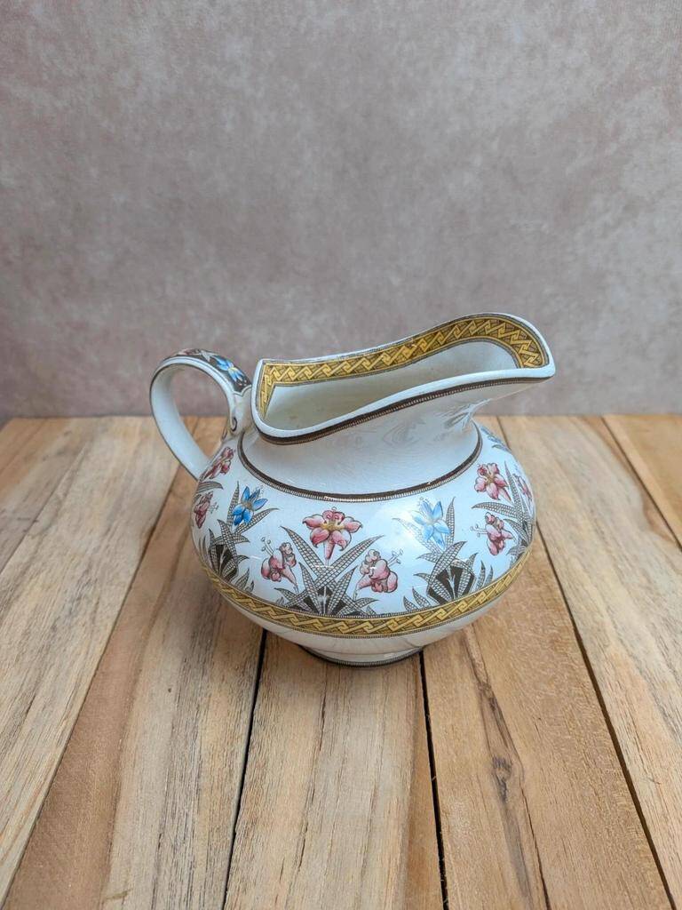 Old milk jug Sarreguemines U&c – Ironstone – Derby polychrome model