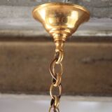 Vintage pendant light, brass pendant light with glass globe, 6-light chandelier