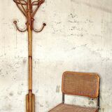 Bamboo and rattan coat rack