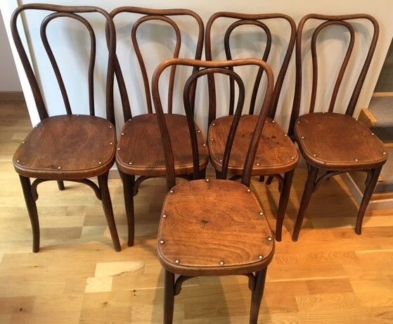 5 chairs bistro J & J Kohn with label and stamp circa 1900