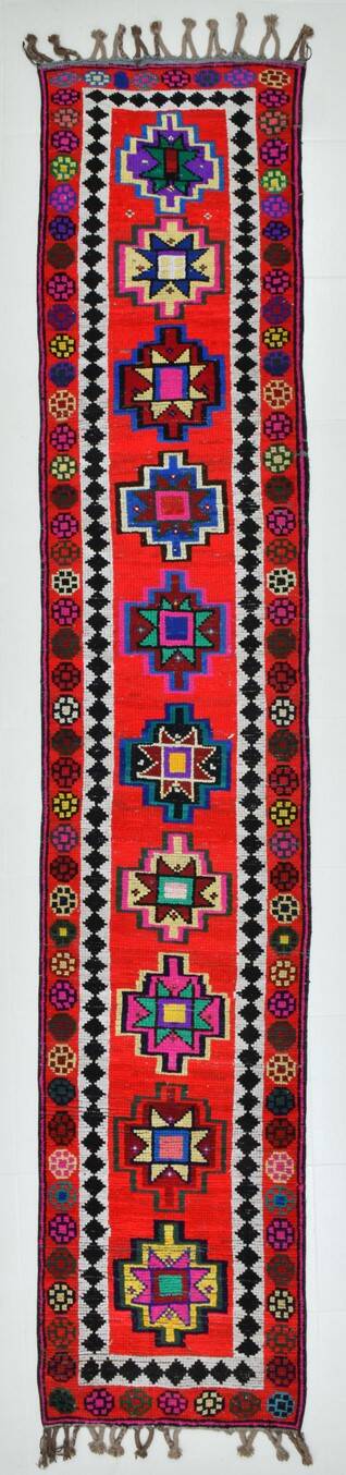 3x12 Colorful Turkish Oushak Runner Rug, 73x373 Cm