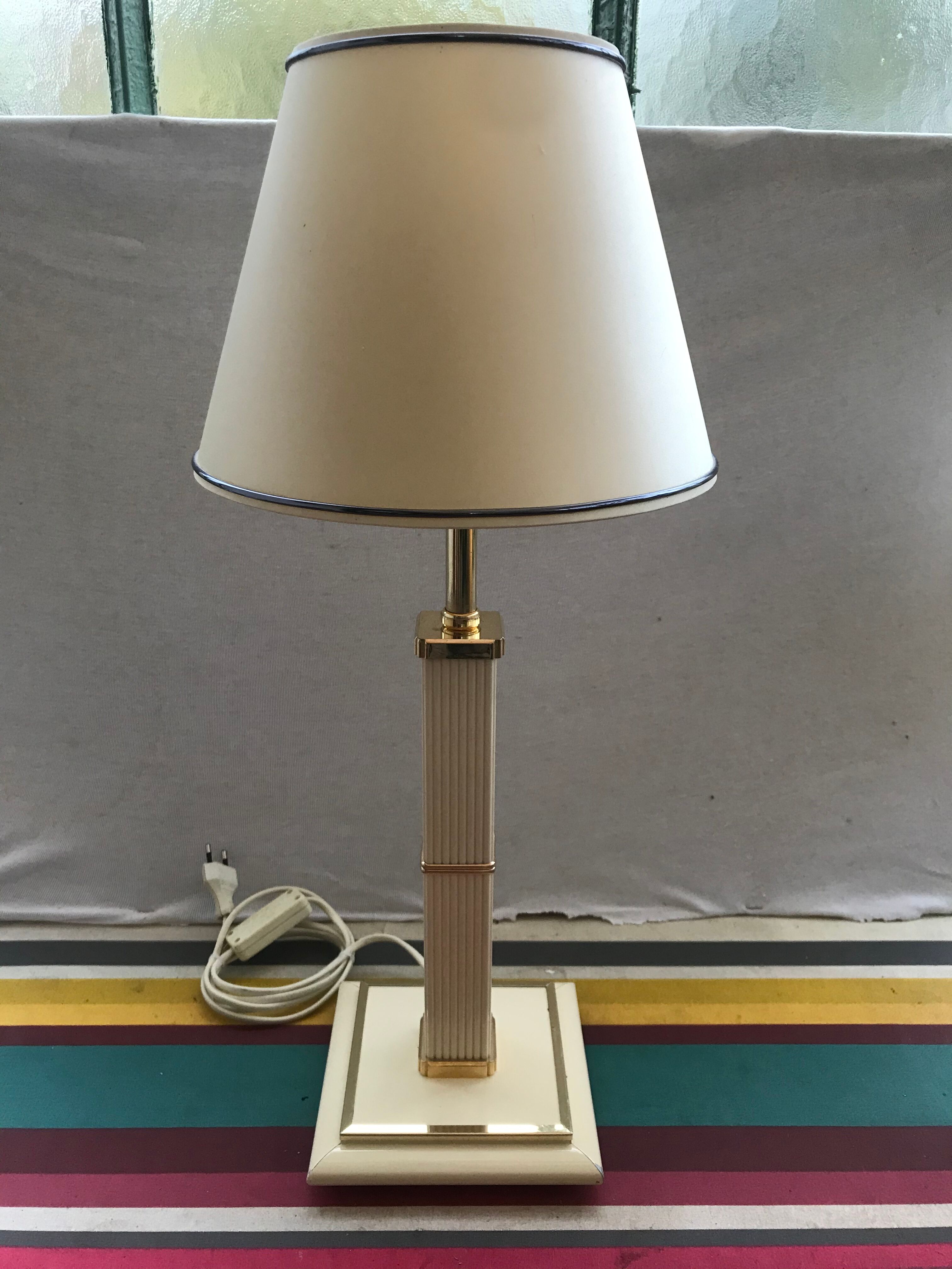 Table lamp by Robert de Schuytener ref2111 column - abat-day vintage cream