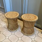 Vintage 70'S rattan and rope stools