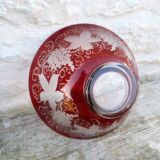 Garnet double crystal salad bowl with Bohemian glass grape motifs.