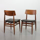 Danish Solid Teak Wooden Dining Chairs with Black Leatherette Seating 1960s