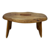 Brutalist solid wood side table /stool , 1970s