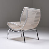 Post-modern pair of easy chairs in chrome and plastic wire - 1960s
