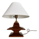 Lampe bois, câble tissu neuf 2M, abat-jour coton