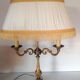 Empire style hot water bottle lamp with fabric lampshade / vintage 50-60s