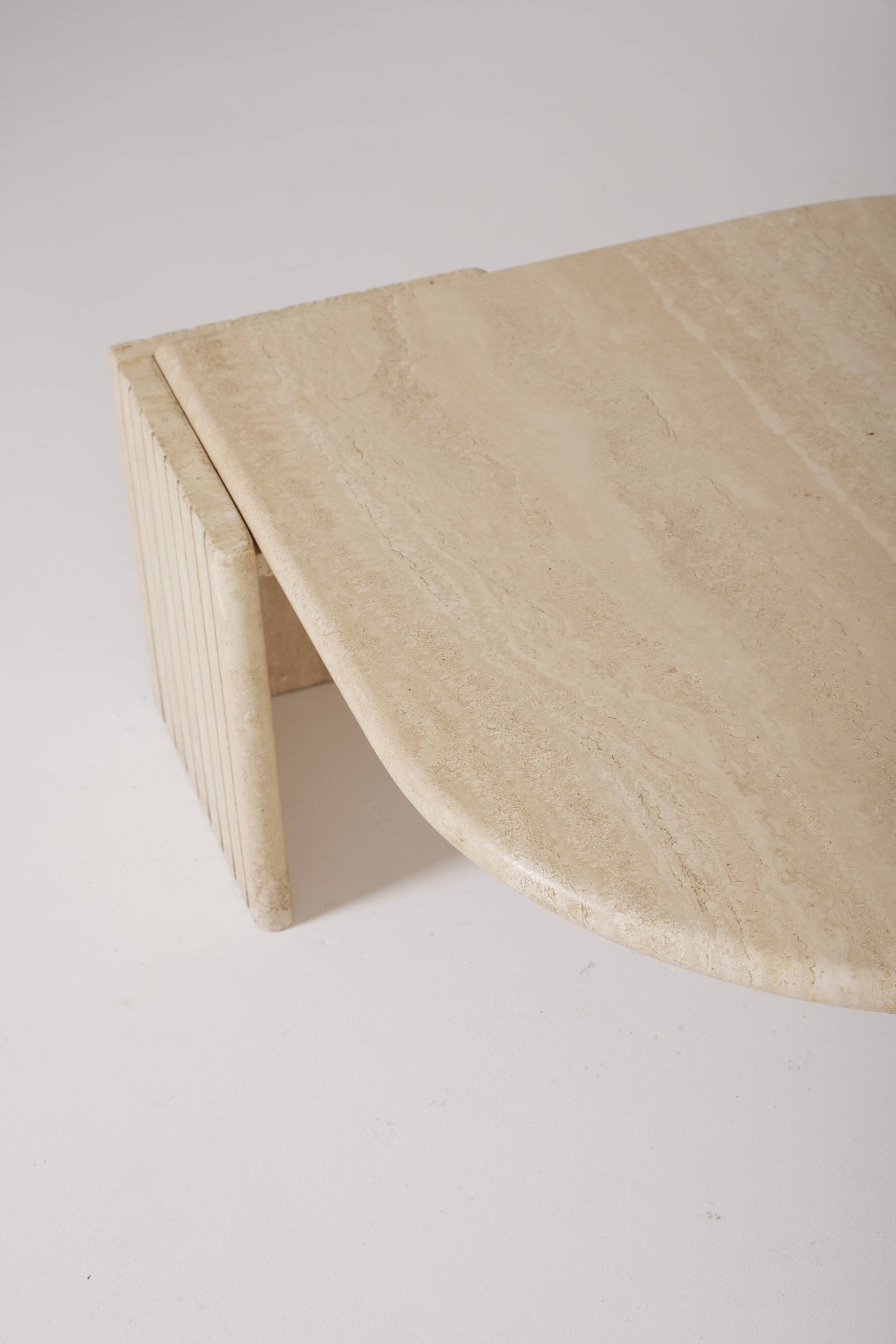 Travertine coffee table in eye shape, 1970s