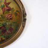 Oil on oval panel "bouquet of flower"