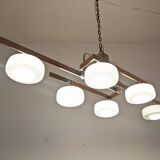 Arlus chandelier with 6 lights in opaline and brass from the 60s/70s