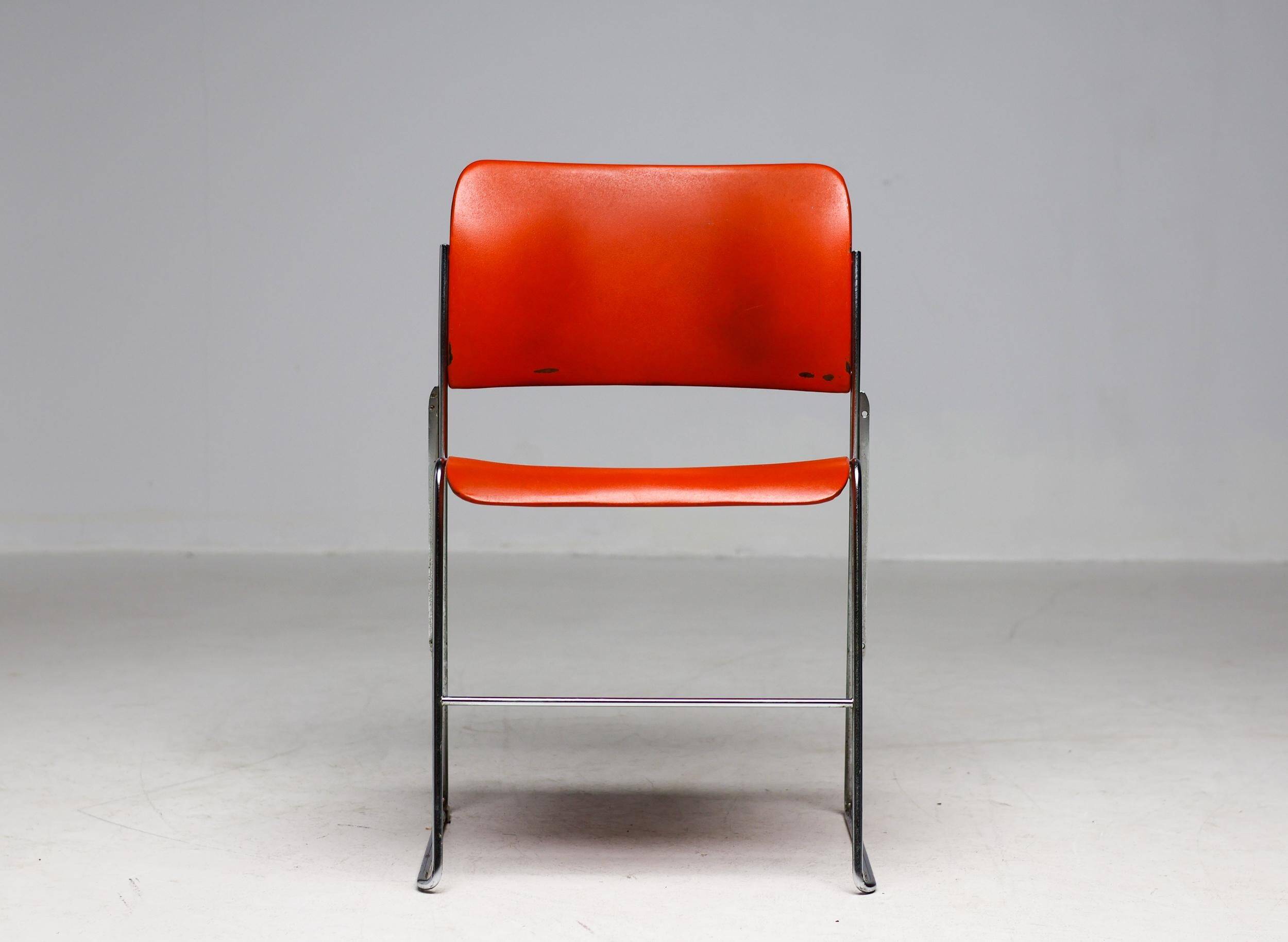 Chairs 40/4 by David Rowland - Red and Brown, Vintage 1970s, Made in the USA
