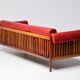 Johannes Andersen modern mid-century Danish canapé in rosewood and burgundy leather