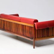 Johannes Andersen modern mid-century Danish canapé in rosewood and burgundy leather